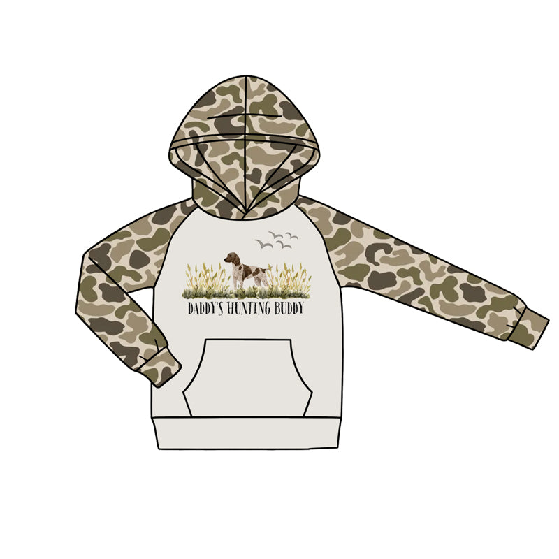 Baby Boys Southern Camo Daddy's Hunting Buddy Pocket Hoodie Romper Preorder