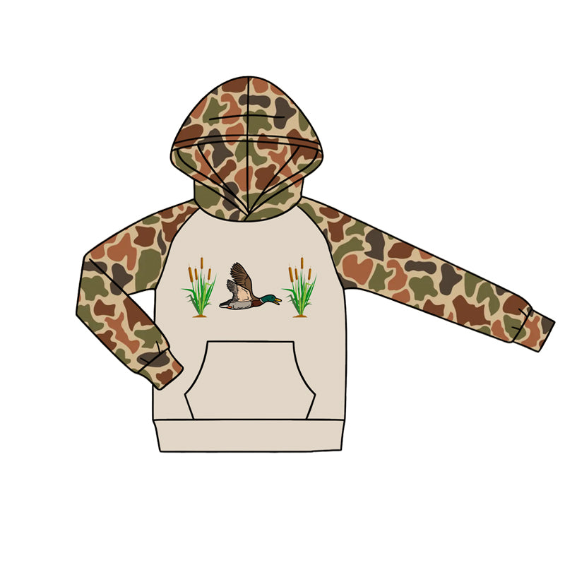 Baby Boys Southern Camo Ducks Hunting Pocket Hoodie Romper Preorder