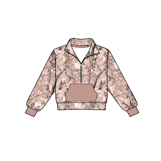Baby Boys Long Sleeve Southern Camo Zip Pocket Pullovers Top Preorder
