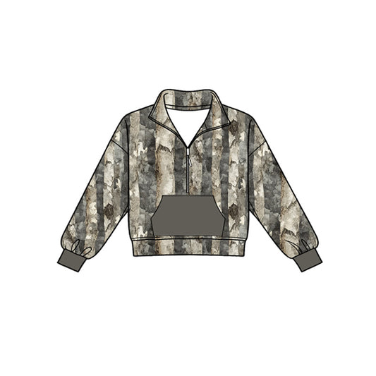 Baby Boys Long Sleeve Southern Camo Zip Pocket Pullovers Top Preorder