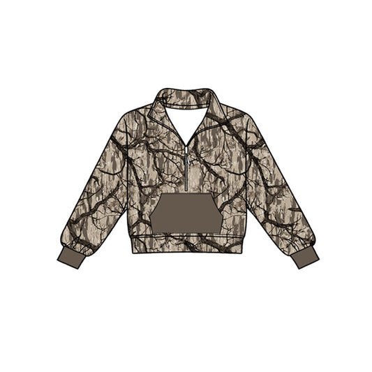 Baby Boys Long Sleeve Southern Camo Zip Pocket Pullovers Top Preorder