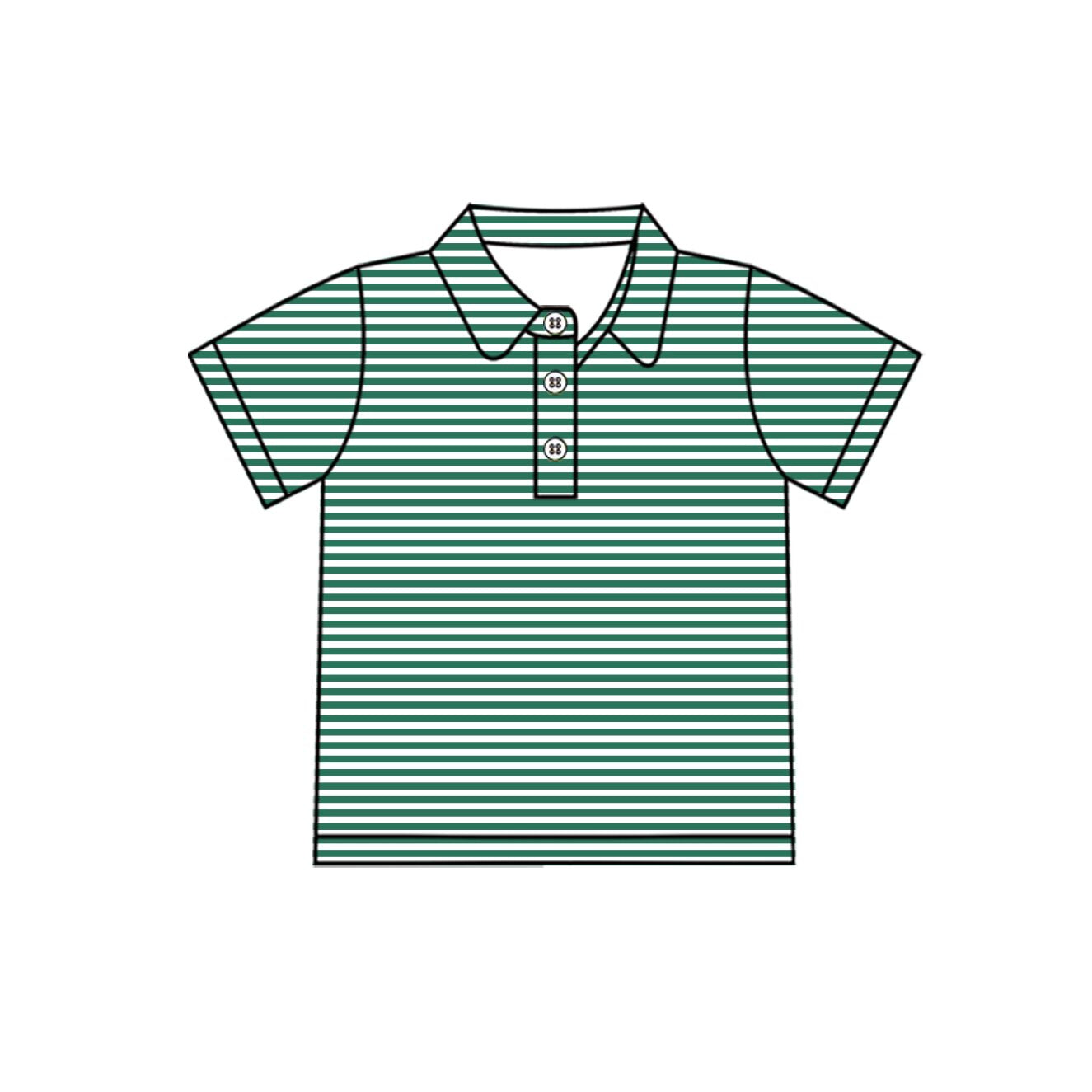 Baby Boys Short Sleeve Green Stripe Button Shirts Top Preorder
