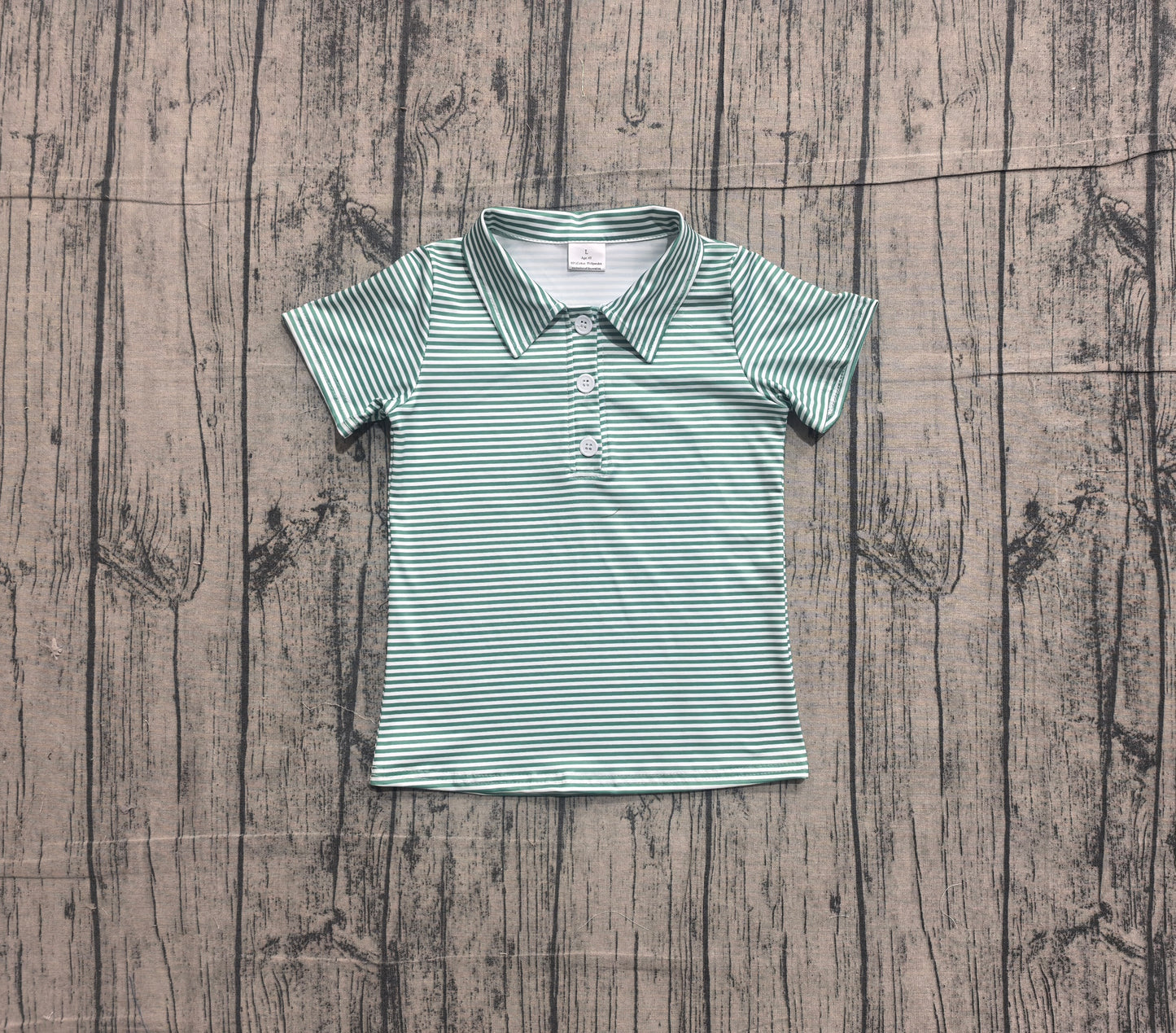 Baby Boys Short Sleeve Green Stripe Button Shirts Top Preorder