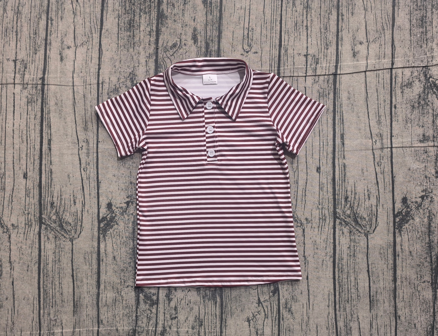 Baby Boys Short Sleeve Red Stripe Button Shirts Top Preorder