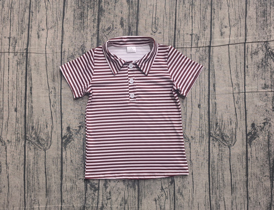 Baby Boys Short Sleeve Red Stripe Button Shirts Top Preorder