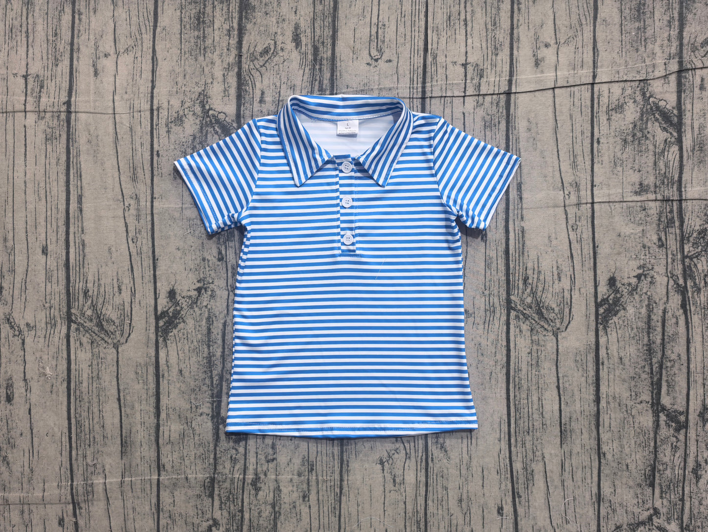 Baby Boys Short Sleeve Blue Stripe Button Shirts Top