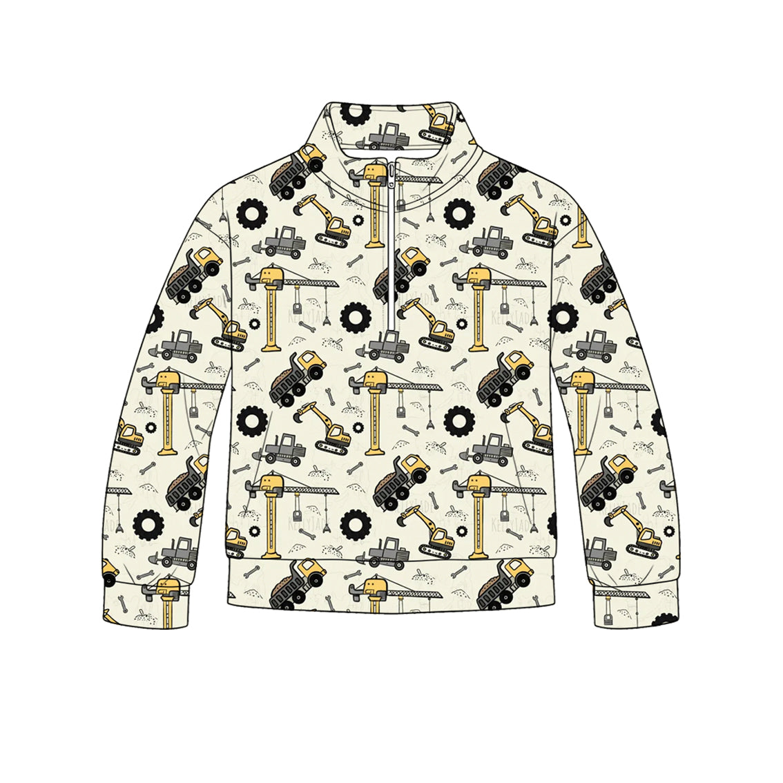 Baby Boys Long Sleeve Excavators Zip Pockets Pullovers Top Preorder