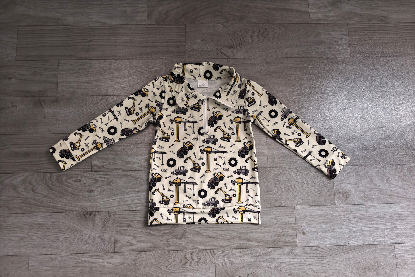 Baby Boys Long Sleeve Excavators Zip Pockets Pullovers Top Preorder
