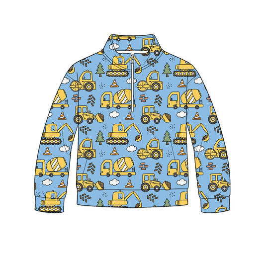 Baby Boys Long Sleeve Excavators Zip Pockets Pullovers Top Preorder