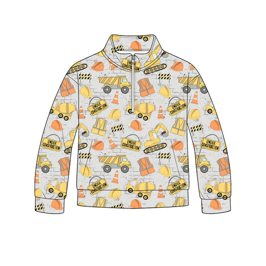 Baby Boys Long Sleeve Excavators Zip Pockets Pullovers Top Preorder