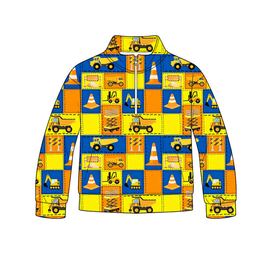 Baby Boys Long Sleeve Excavators Zip Pockets Pullovers Top Preorder