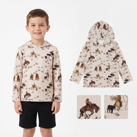 Baby Boys Long Sleeve Horse Rodeos Western Hoodies Top