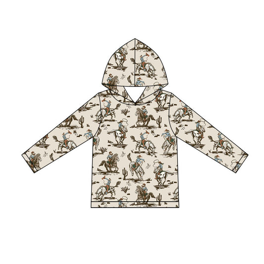 Baby Boys Long Sleeve Horse Rodeos Cactus Western Hoodies Top Preorder