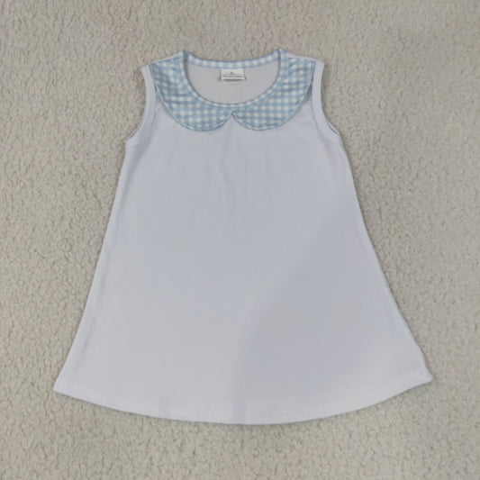 Baby Boys Sleeveless Light Blue Checked Collar T-shirt Top