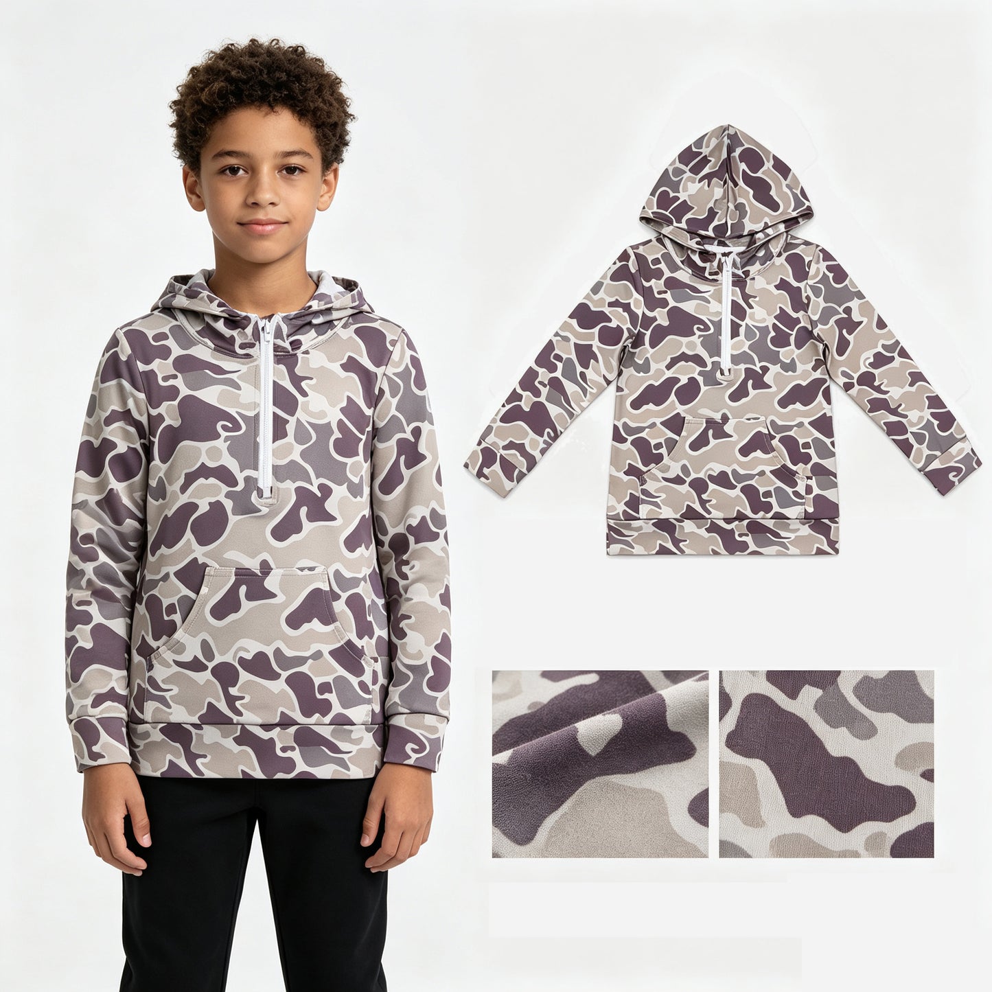 Baby Boys Long Sleeve Southern Camo Zip Pocket Hoodies Tops