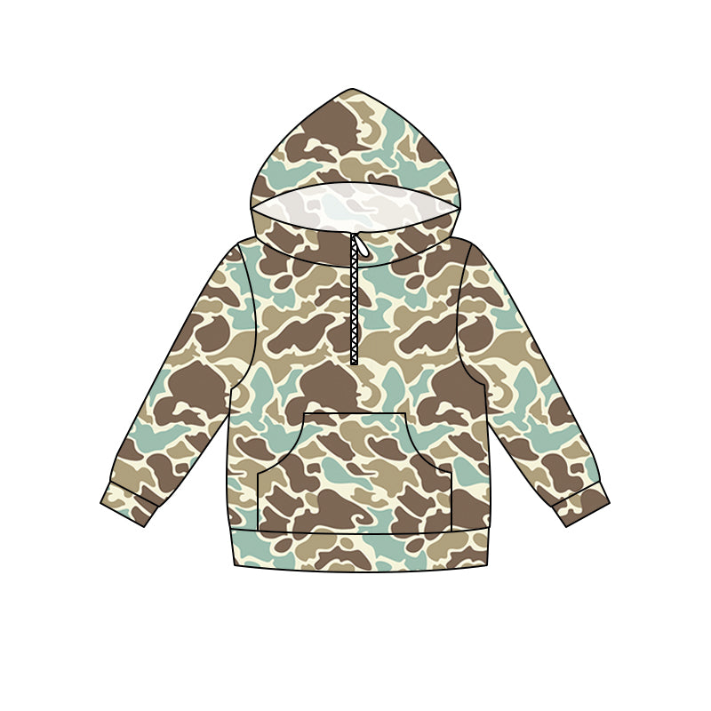 Baby Boys Long Sleeve Southern Camo Zip Pocket Hoodies Top Preorder