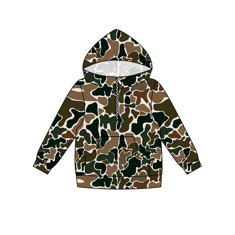 Baby Boys Long Sleeve Southern Camo Zip Pocket Hoodies Top Preorder
