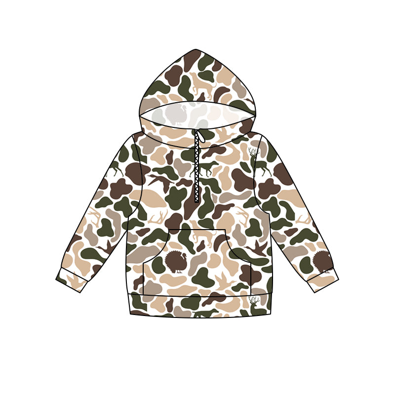 Baby Boys Deer Dogs Ducks Camo Hunting Zip Pocket Hoodies Top Preorder