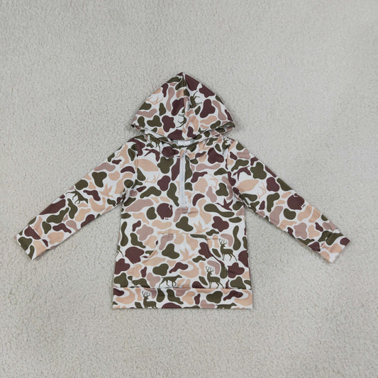 Sibling Baby Boys Long Sleeve Southern Camo Zip Pockets Hoodies Tops