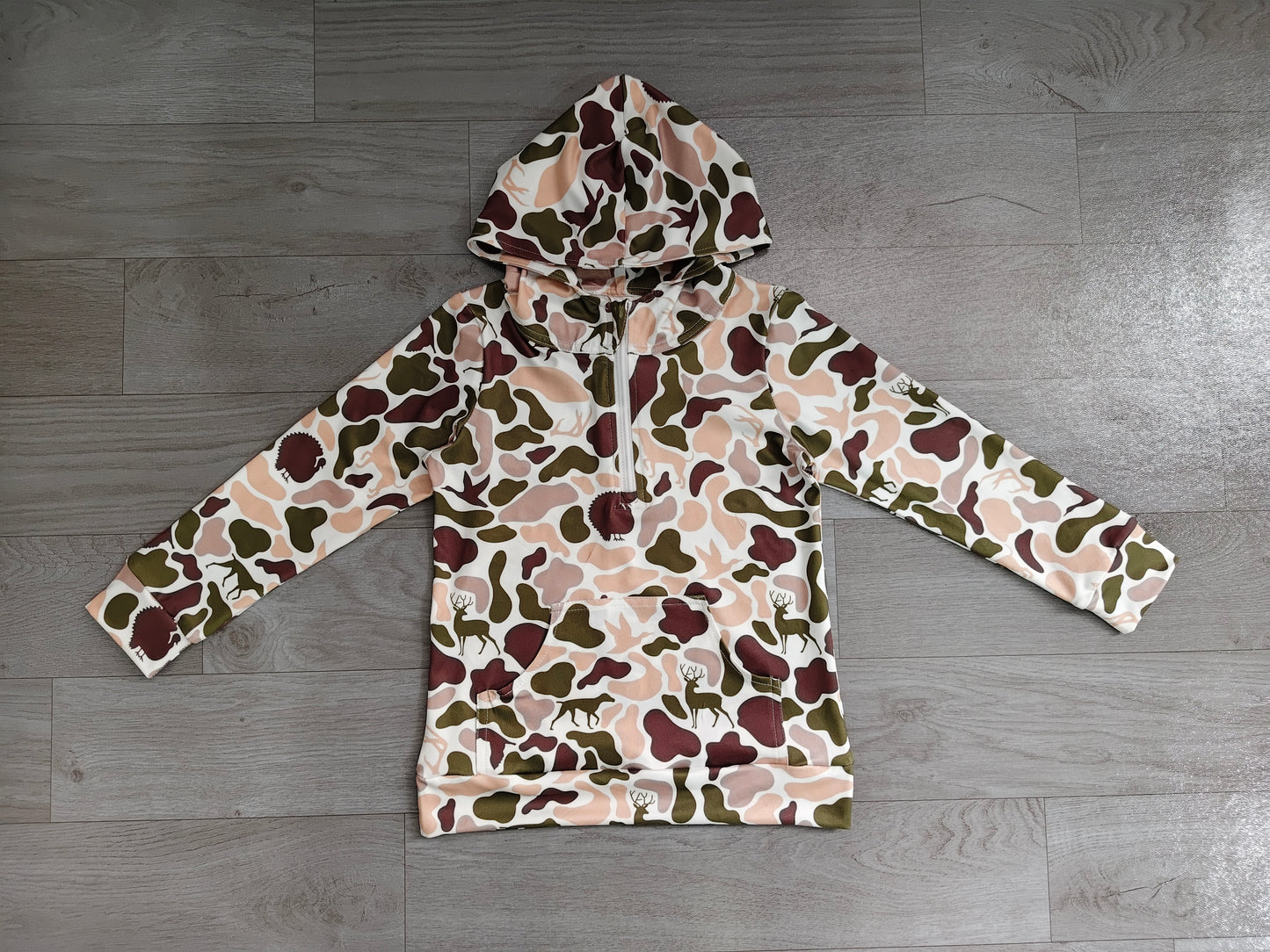 Baby Boys Deer Dogs Ducks Camo Hunting Zip Pocket Hoodies Top Preorder