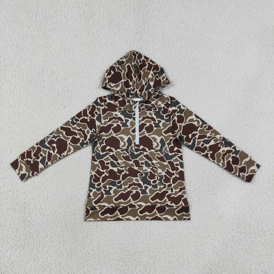 Baby Boys Southern Dark Green Camo Zip Pocket Hoodies Tops