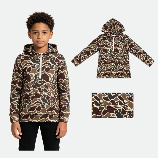 Baby Boys Southern Dark Green Camo Zip Pocket Hoodies Tops