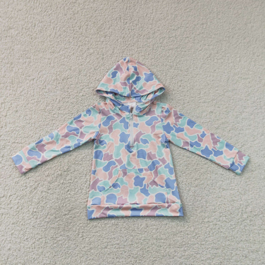 Baby Boys Southern Light Pink Blue Camo Zip Pocket Hoodies Top