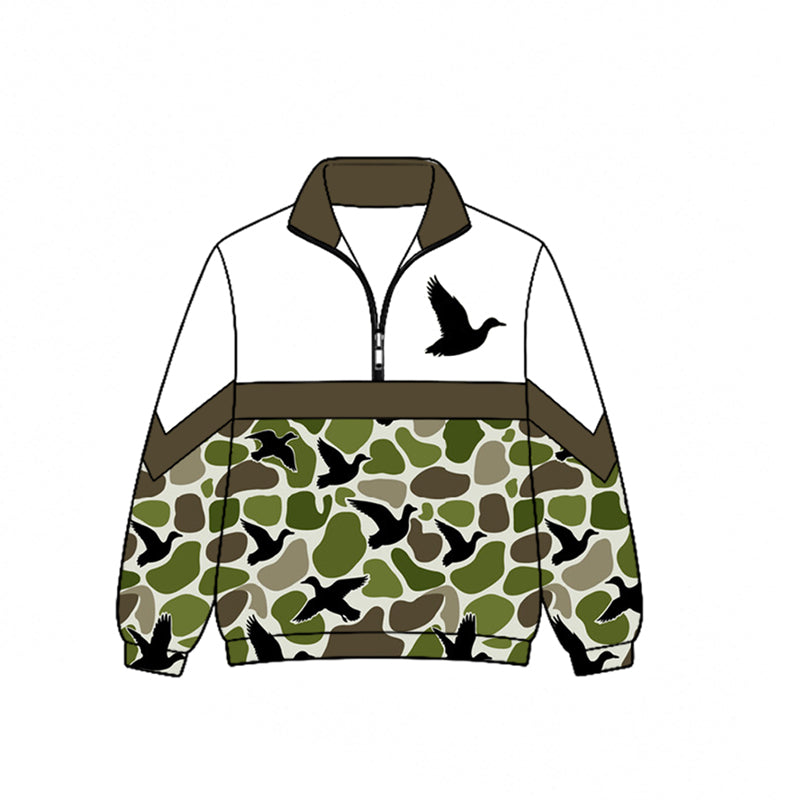Preorder moq 5 Baby Boys Camo Ducks Hunting Zip Pullovers Top