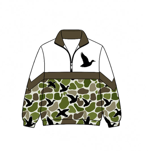 Preorder moq 5 Baby Boys Camo Ducks Hunting Zip Pullovers Top