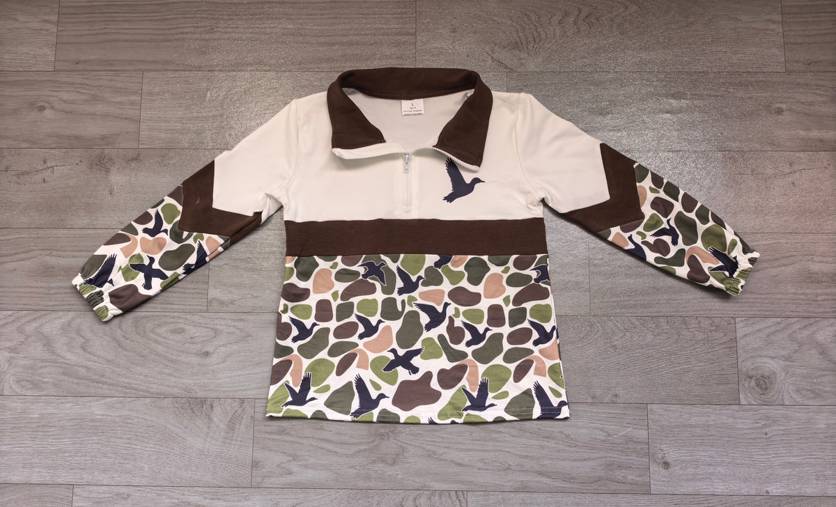 Baby Boys Camo Ducks Hunting Zip Pullovers Top Preorder