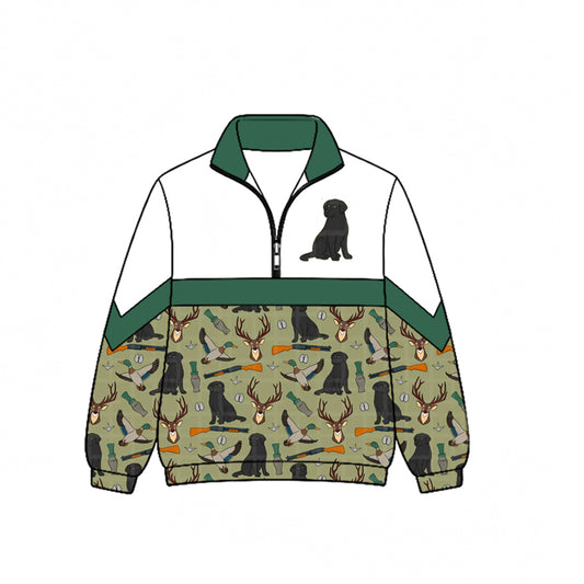 Preorder moq 5 Baby Boys Dogs Ducks Deer Hunting Zip Pullovers Top