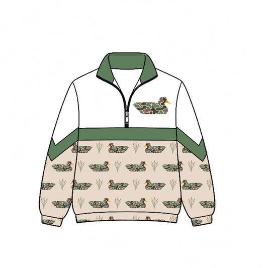 Preorder moq 5 Baby Boys Camo Ducks Hunting Zip Pullovers Top