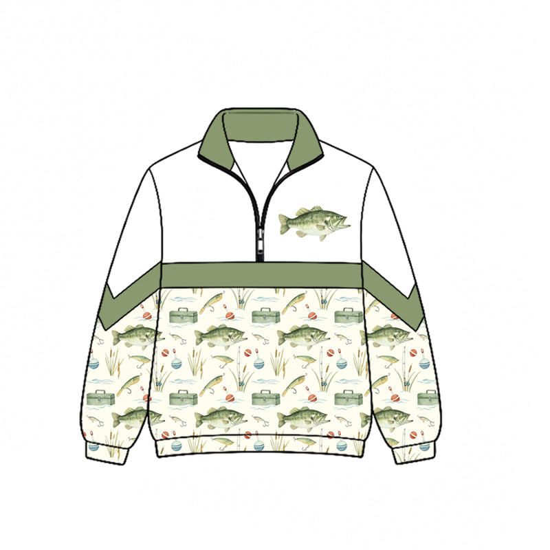 Preorder moq 5 Baby Boys Fishes Fishing Hunting Zip Pullovers Top