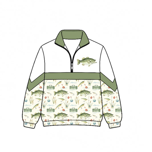 Preorder moq 5 Baby Boys Fishes Fishing Hunting Zip Pullovers Top