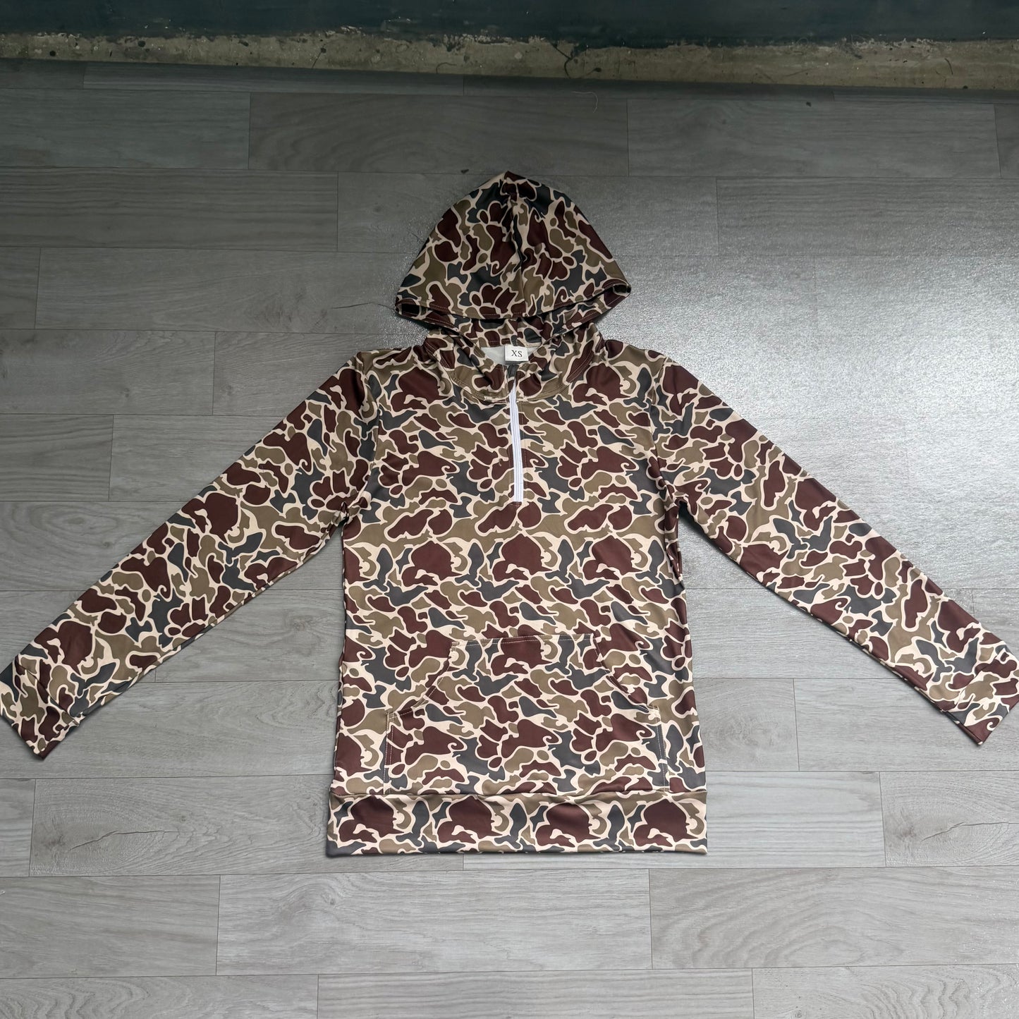 Adult Men Dark Khaki Camo Zip Pocket Hoodies Top Preorder