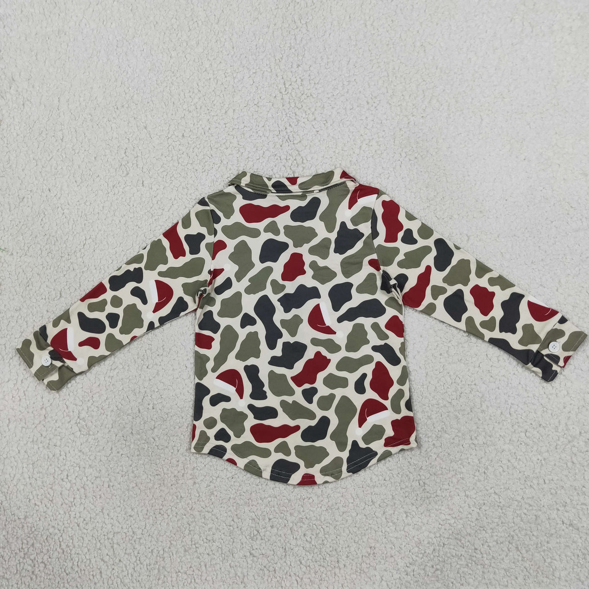 Sibling Baby Boys Long Sleeve Green Red Camo Christmas Pajamas Set Button Shirts Top