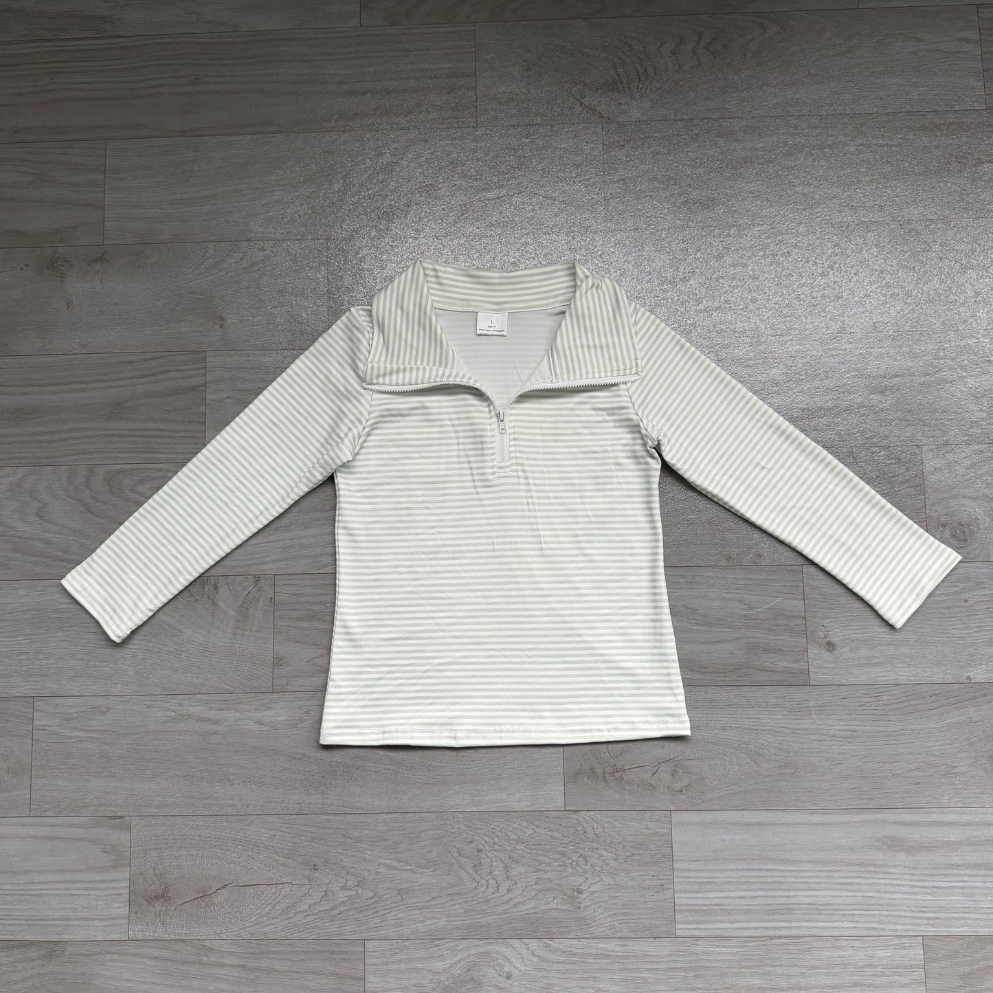 Baby Boys Long Sleeve Green Stripe Zip Pullovers Top Preorder