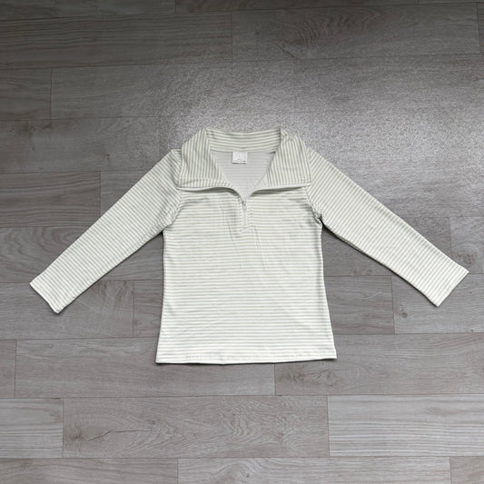 Baby Boys Long Sleeve Green Stripe Zip Pullovers Top Preorder