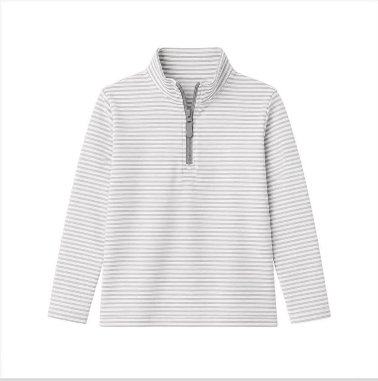 Preorder moq 5 Baby Boys Long Sleeve Grey Stripe Zip Pullovers Top