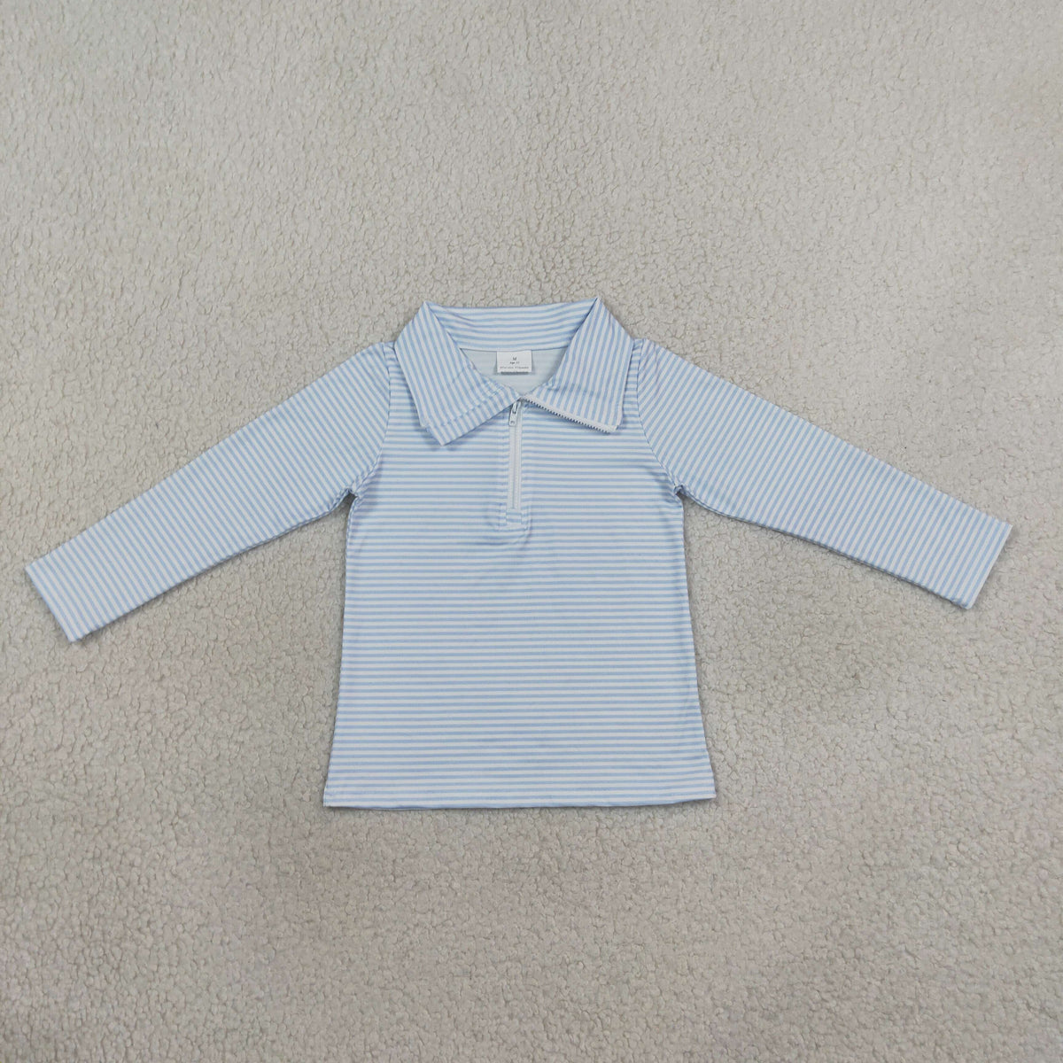Baby Boys Long Sleeve Light Blue Stripe Zip Pullovers Top