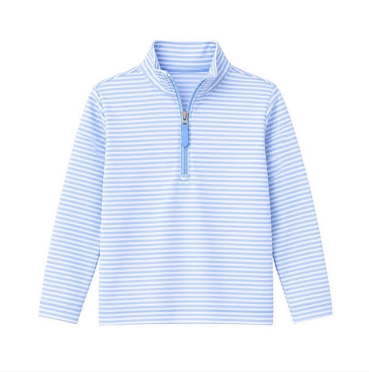 Preorder moq 5 Baby Boys Long Sleeve Blue Stripe Zip Pullovers Top
