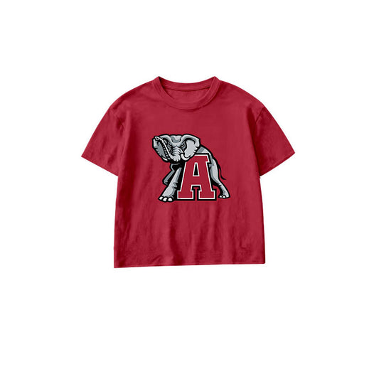 Preorder moq 5 Baby Boys Red Short Sleeve Alabama Team T-shirts Top