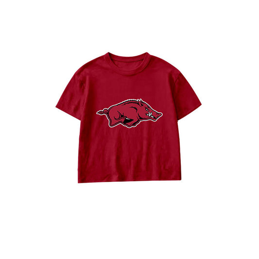 Preorder moq 5 Baby Boys Red Short Sleeve Arkansas Team T-shirts Top