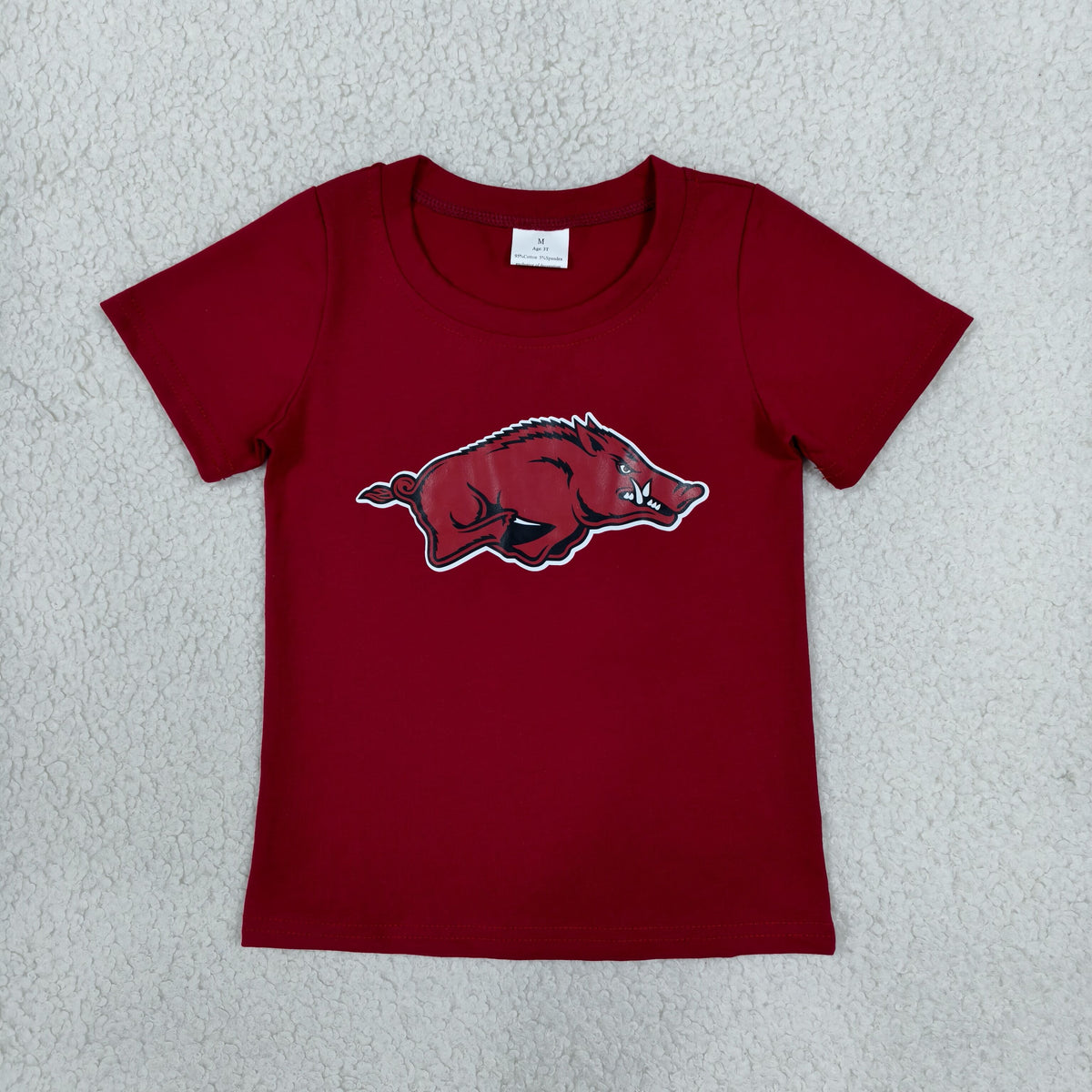 Baby Boys Red Short Sleeve Vinyl Arkansas Team T-shirts Top