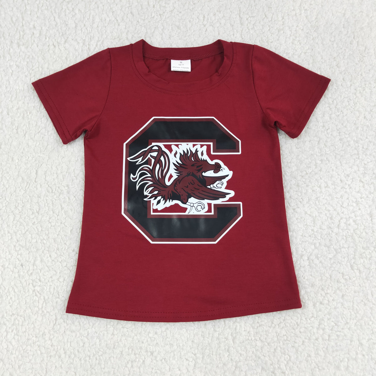 Baby Boys Red Short Sleeve Vinyl Camecocks Team T-shirts Top