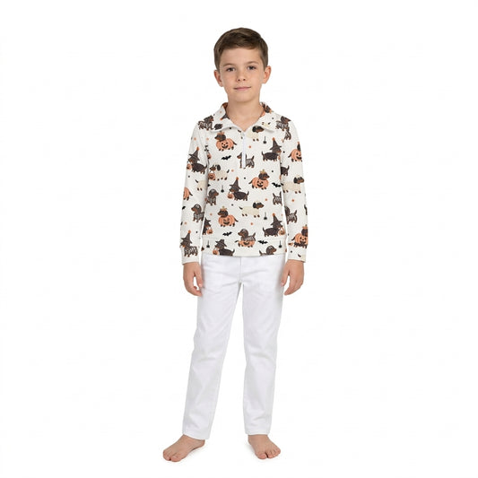 Baby Boys Long Sleeve Ghost Pumpkins Dogs Halloween Zip Pullovers Top