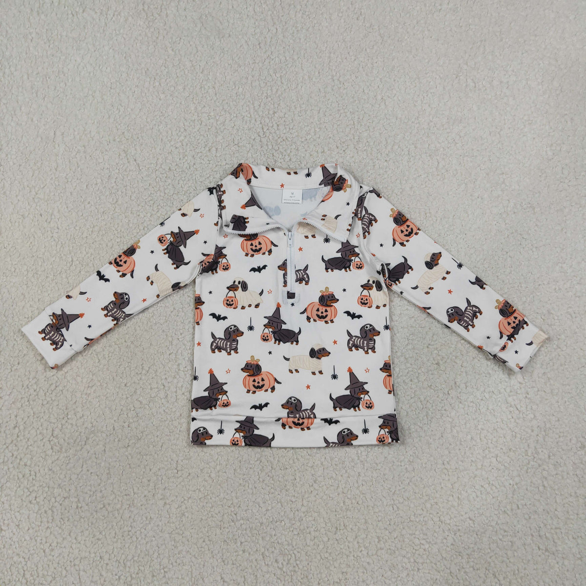 Baby Boys Long Sleeve Ghost Pumpkins Dogs Halloween Zip Pullovers Top