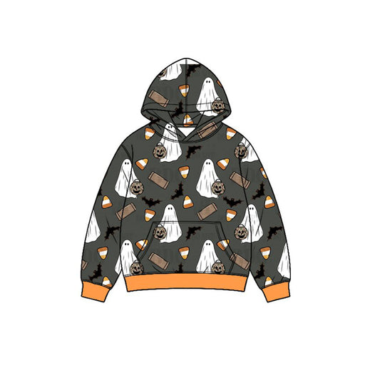 Preorder moq 5 Baby Boys Ghost Pumpkins Bats Halloween Pocket Hoodies Top