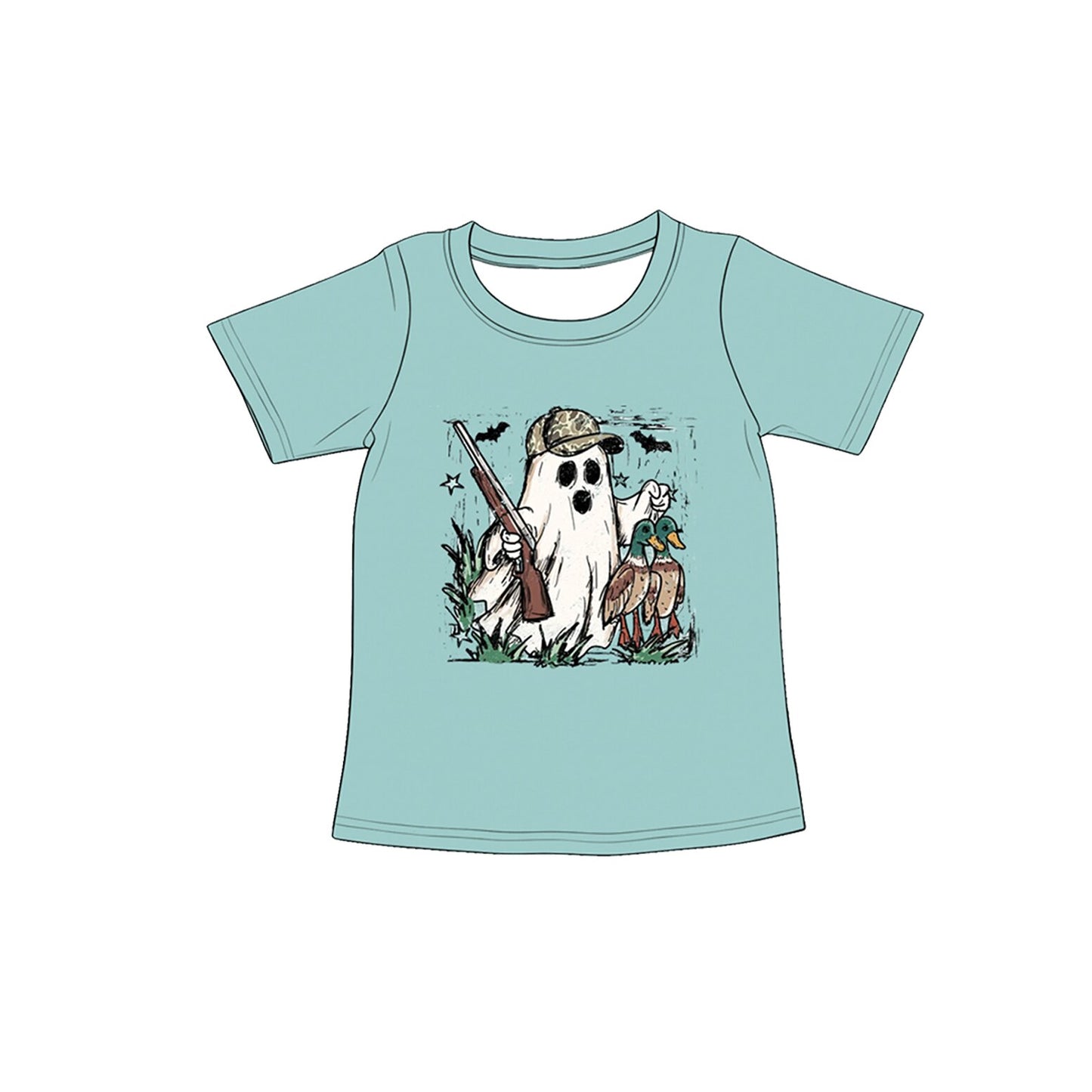 Preorder moq 5 Baby Boys Short Sleeve Ghost Ducks Halloween T-shirts Top