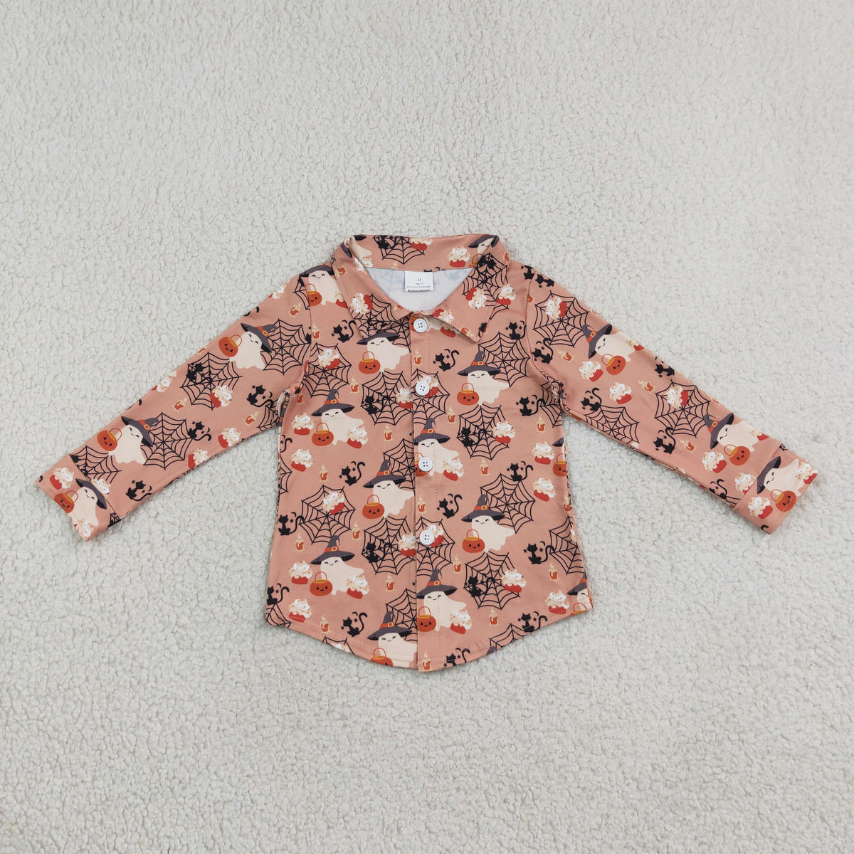 Baby Boys Long Sleeve Ghost Pumpkins Halloween Button Shirts Top